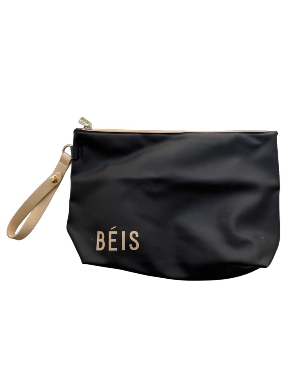 BEIS Black Travel Diaper Wipes Pouch with Tan Wristlet
